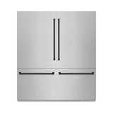 ZLINE Autograph Edition 72 in. 39.6 cu. ft. French Door Built-In Bottom Freezer Refrigerator with Water Dispensers and Ice Makers in Satin Stainless Steel with Graphite Gray Interior and Matte Black Accents (GRBITZ-SN-72-MB)