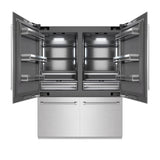 ZLINE 60 in. 32.2 cu. ft. French Door Built-In Bottom Freezer Refrigerator with Water Dispensers and Ice Makers in Satin Stainless Steel with Graphite Gray Interior (GRBIV-SN-60)