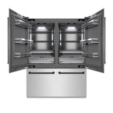 ZLINE Autograph Edition 60 in. 32.2 cu. ft. French Door Built-In Bottom Freezer Refrigerator with Water Dispenser and Ice Maker in Satin Stainless Steel with Graphite Gray Interior and Matte Black Accents (GRBIVZ-SN-60-MB)