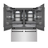 ZLINE Autograph Edition 60 in. 32.2 cu. ft. French Door Built-In Bottom Freezer Refrigerator with Water Dispenser and Ice Maker in Satin Stainless Steel with Graphite Gray Interior and Matte Black Accents (GRBIVZ-SN-60-MB)