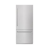 ZLINE 36 in. 19.8 cu. ft. Built-In Bottom Freezer Refrigerator with Water Dispenser and Ice Maker in Satin Stainless Steel (RBIT-SN-36)