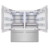 ZLINE 72 in. 39.6 cu. ft. French Door Built-In Bottom Freezer Refrigerator with Water Dispensers and Ice Makers in Satin Stainless Steel (RBIT-SN-72)