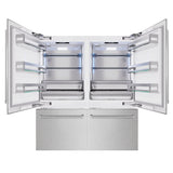 ZLINE 72 in. 39.6 cu. ft. French Door Built-In Bottom Freezer Refrigerator with Water Dispensers and Ice Makers in Satin Stainless Steel (RBIT-SN-72)