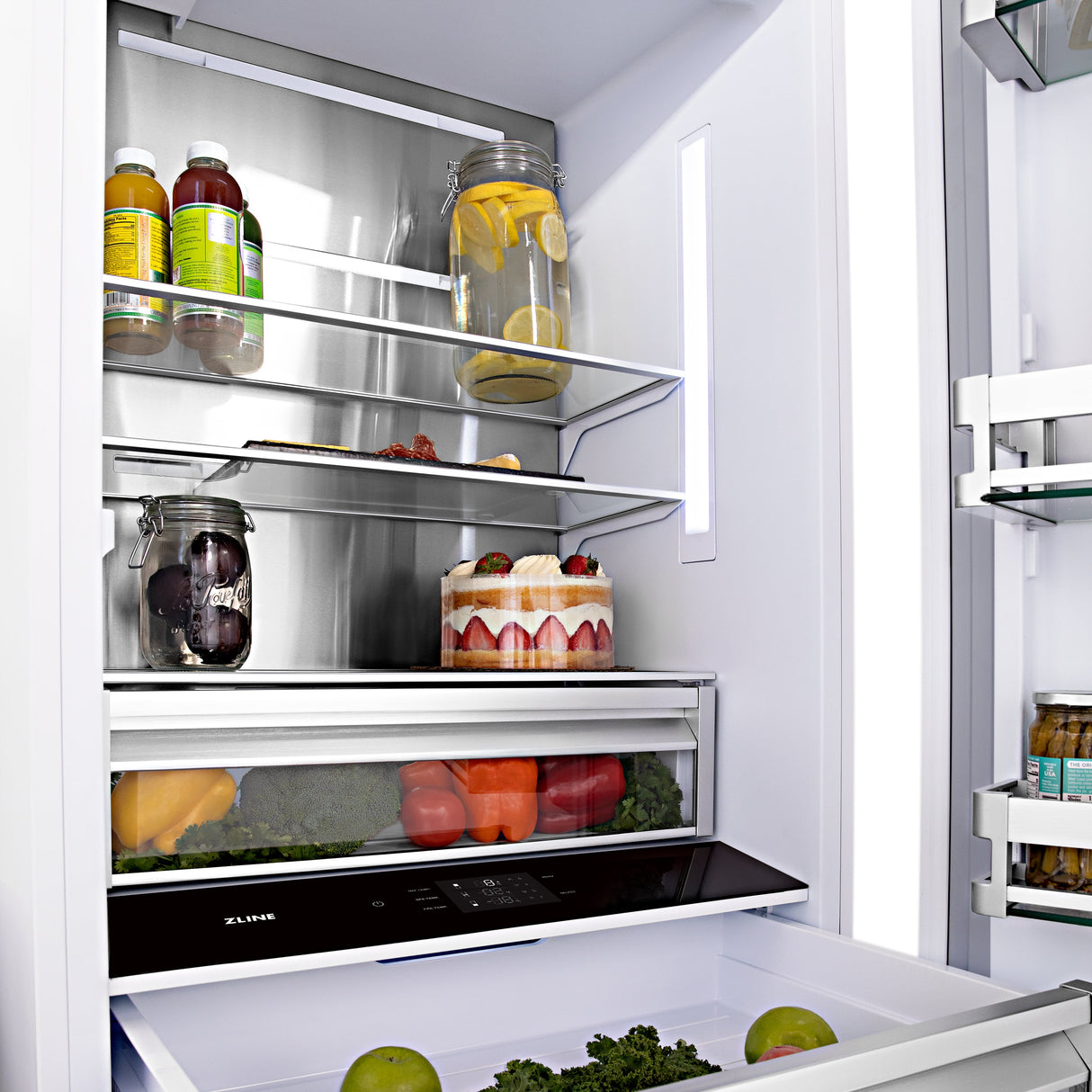 ZLINE 30 in. 16.1 cu. ft. Built-In Bottom Freezer Refrigerator with Water Dispenser and Ice Maker in Satin Stainless Steel (RBIV-SN-30)