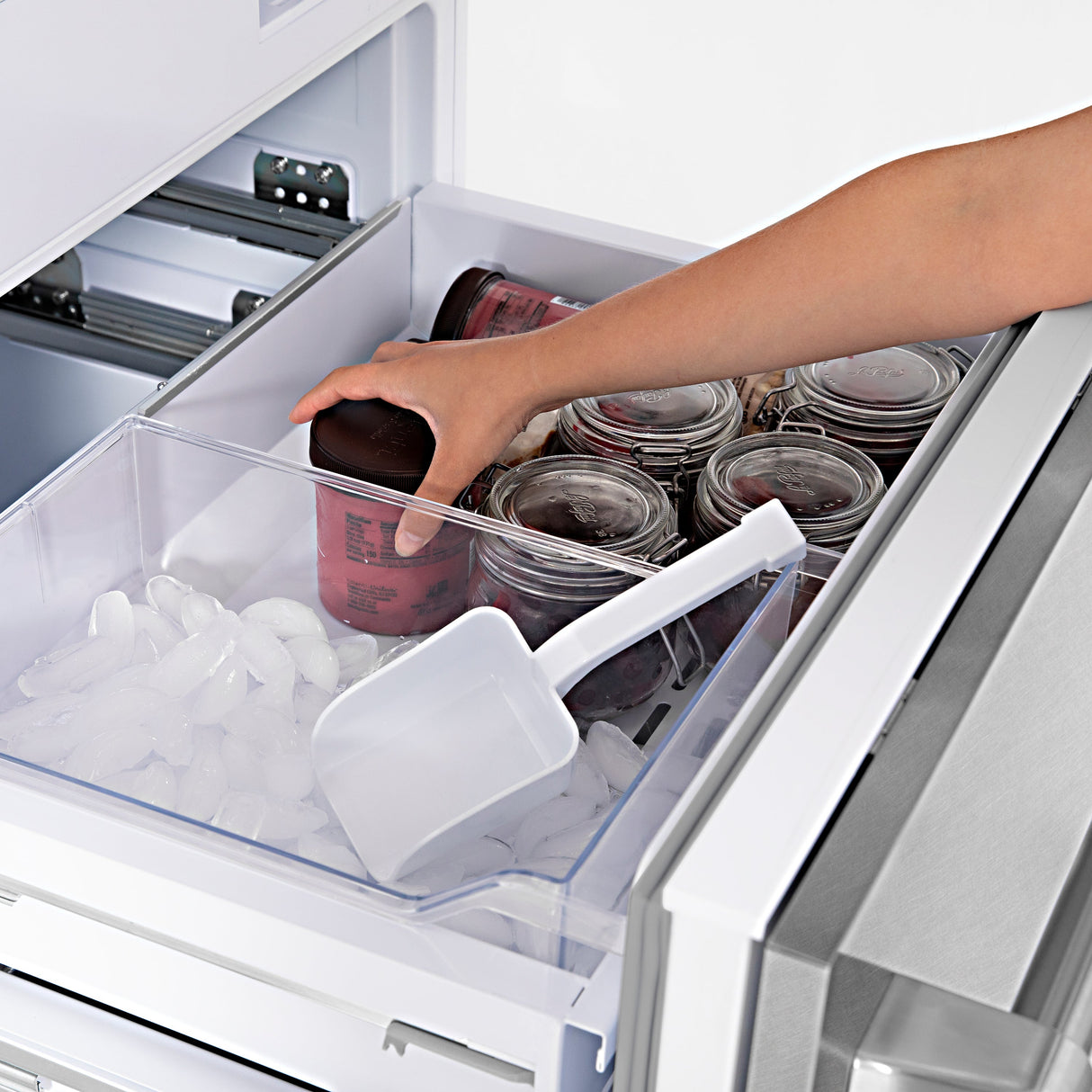 ZLINE 30 in. 16.1 cu. ft. Built-In Bottom Freezer Refrigerator with Water Dispenser and Ice Maker in Satin Stainless Steel (RBIV-SN-30)