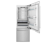 ZLINE 30 in. 16.1 cu. ft. Built-In Bottom Freezer Refrigerator with Water Dispenser and Ice Maker in Satin Stainless Steel (RBIV-SN-30)
