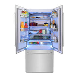 ZLINE 36 in. 19.6 cu. ft. French Door Built-In Bottom Freezer Refrigerator with Water Dispenser and Ice Maker in Satin Stainless Steel (RBIV-SN-36)