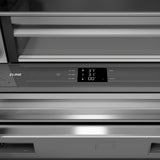 ZLINE Autograph Edition 36 in. 19.6 cu. ft. French Door Built-In Bottom Freezer Refrigerator with Water Dispenser and Ice Maker in Satin Stainless Steel with Stainless Steel Interior and Polished Gold Accents (SRBIVZ-SN-36-G)