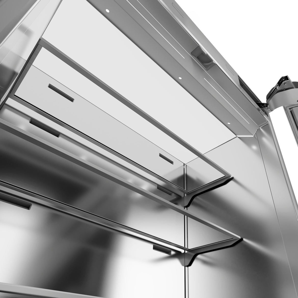 ZLINE Autograph Edition 36 in. 19.6 cu. ft. French Door Built-In Bottom Freezer Refrigerator with Water Dispenser and Ice Maker in Satin Stainless Steel with Stainless Steel Interior and Matte Black Accents (SRBIVZ-SN-36-MB)