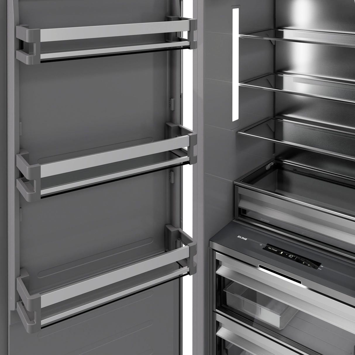 ZLINE Autograph Edition 18 in. 8.6 cu. ft. Panel Ready Left Hinge Column Freezer with Graphite Gray Interior and Matte Black Accents (RBCFVLZ-18-MB)