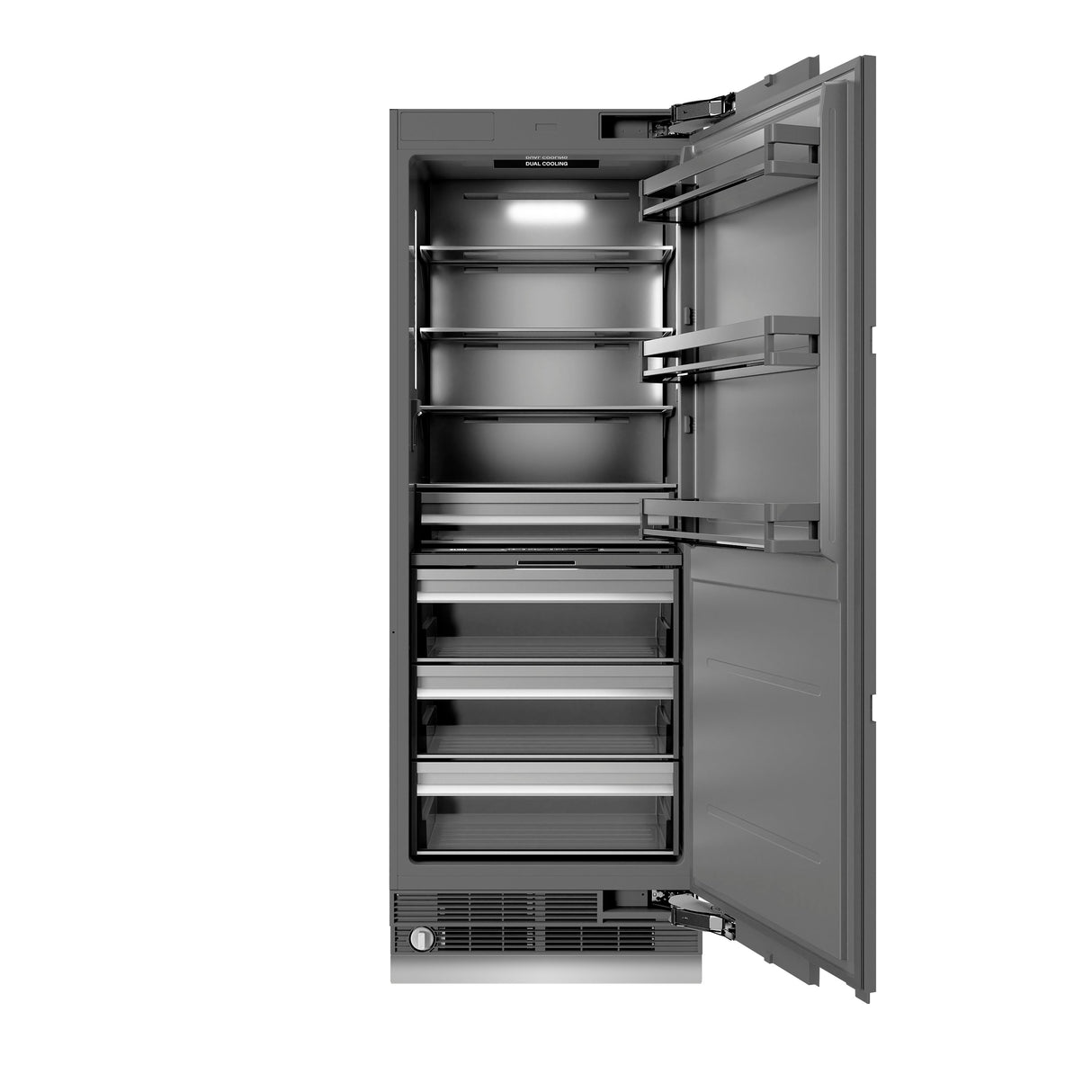 ZLINE Autograph Edition 24 in. 12.5 cu. ft. Column Refrigerator in Stainless Steel with Graphite Gray Interior and Champagne Bronze Accents (RCRVZ-30424-CB)