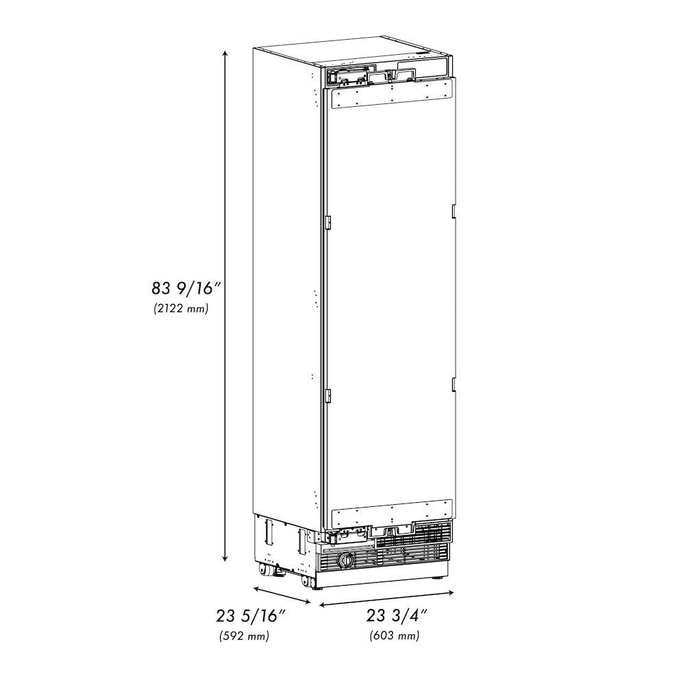 ZLINE Autograph Edition 24 in. 12.5 cu. ft. Panel Ready Column Refrigerator with Graphite Gray Interior and Champagne Bronze Accents (RBCRVZ-24-CB)