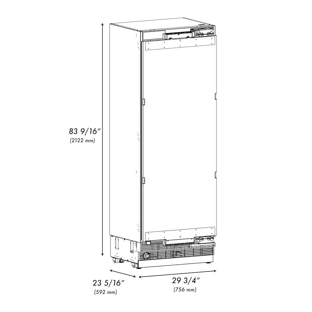 ZLINE Autograph Edition 30 in. 16.7 cu. ft. Panel Ready Column Refrigerator with Graphite Gray Interior and Matte Black Accents (RBCRVZ-30-MB)