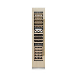 ZLINE Autograph Edition 18 in. 9.0 cu. ft. Triple Zone 68 Bottle Panel Ready Left Hinge Column Wine Cooler with Champagne Bronze Accents (RBCWVLZ-18-CB)