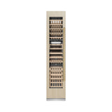 ZLINE Autograph Edition 18 in. 9.0 cu. ft. Triple Zone 68 Bottle Panel Ready Left Hinge Column Wine Cooler with Champagne Bronze Accents (RBCWVLZ-18-CB)