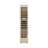 ZLINE Autograph Edition 18 in. 9.0 cu. ft. Triple Zone 68 Bottle Panel Ready Left Hinge Column Wine Cooler with Polished Gold Accents (RBCWVLZ-18-G)