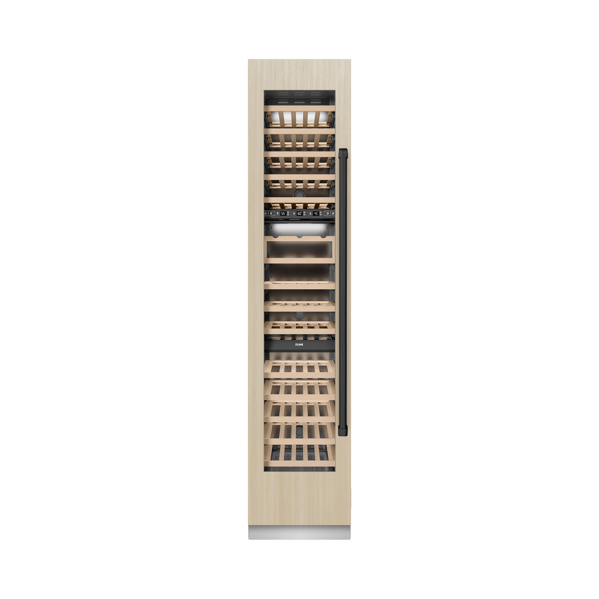 ZLINE Autograph Edition 18 in. 9.0 cu. ft. Triple Zone 68 Bottle Panel Ready Left Hinge Column Wine Cooler with Matte Black Accents (RBCWVLZ-18-MB)