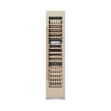 ZLINE Autograph Edition 18 in. 9.0 cu. ft. Triple Zone 68 Bottle Panel Ready Right Hinge Column Wine Cooler with Champagne Bronze Accents (RBCWVRZ-18-CB)