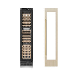 ZLINE Autograph Edition 18 in. 9.0 cu. ft. Triple Zone 68 Bottle Panel Ready Right Hinge Column Wine Cooler with Champagne Bronze Accents (RBCWVRZ-18-CB)