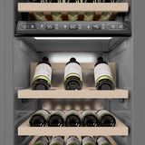 ZLINE Autograph Edition 18 in. 9.0 cu. ft. Triple Zone 68 Bottle Panel Ready Right Hinge Column Wine Cooler with Polished Gold Accents (RBCWVRZ-18-G)
