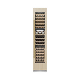 ZLINE Autograph Edition 18 in. 9.0 cu. ft. Triple Zone 68 Bottle Panel Ready Right Hinge Column Wine Cooler with Polished Gold Accents (RBCWVRZ-18-G)