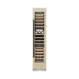 ZLINE Autograph Edition 18 in. 9.0 cu. ft. Triple Zone 68 Bottle Panel Ready Right Hinge Column Wine Cooler with Matte Black Accents (RBCWVRZ-18-MB)