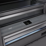 ZLINE Autograph Edition 72 in. 39.6 cu. ft. Panel Ready French Door Built-In Bottom Freezer Refrigerator with Water Dispensers and Ice Makers with Graphite Gray Interior and Polished Gold Accents (GRBITZ-72-G)