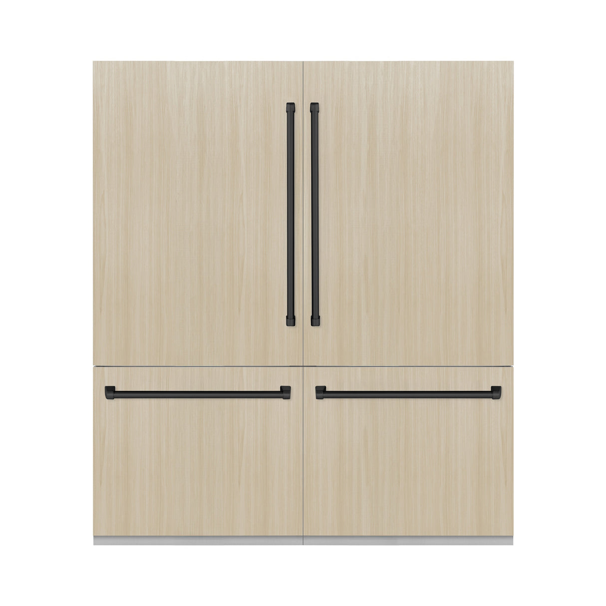 ZLINE Autograph Edition 72 in. 39.6 cu. ft. Panel Ready French Door Built-In Bottom Freezer Refrigerator with Water Dispensers and Ice Makers with Graphite Gray Interior and Matte Black Accents (GRBITZ-72-MB)