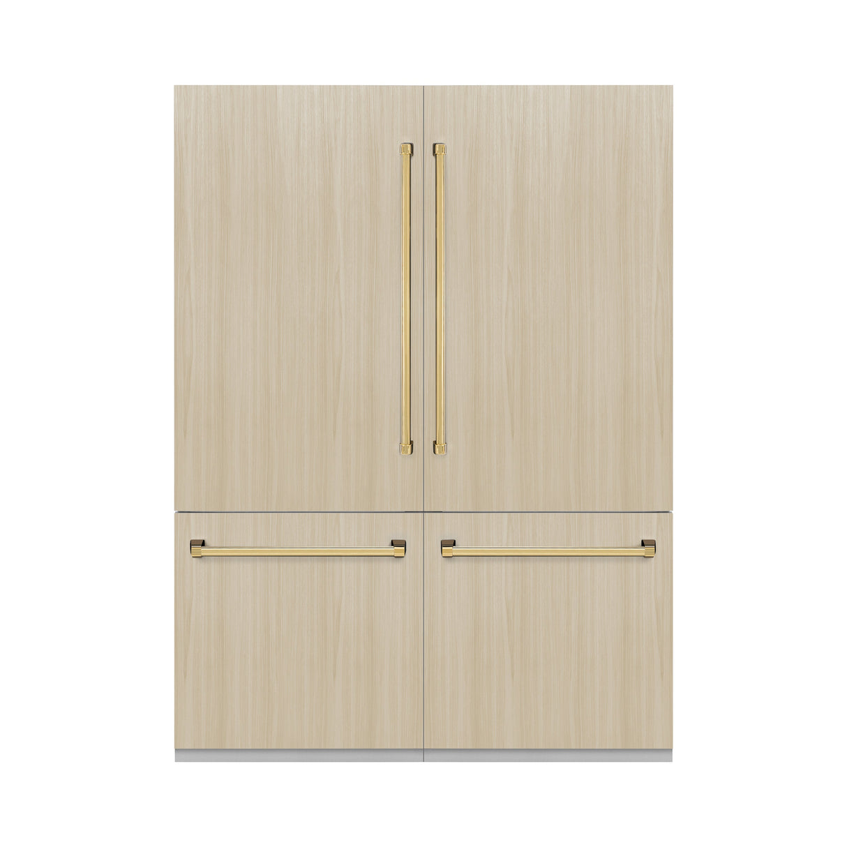 ZLINE Autograph Edition 60 in. 32.2 cu. ft. Panel Ready French Door Built-In Bottom Freezer Refrigerator with Water Dispenser and Ice Maker with Graphite Gray Interior and Polished Gold Accents (GRBIVZ-60-G)