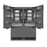 ZLINE Autograph Edition 60 in. 32.2 cu. ft. Panel Ready French Door Built-In Bottom Freezer Refrigerator with Water Dispenser and Ice Maker with Graphite Gray Interior and Matte Black Accents (GRBIVZ-60-MB)