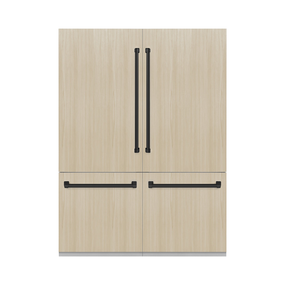 ZLINE Autograph Edition 60 in. 32.2 cu. ft. Panel Ready French Door Built-In Bottom Freezer Refrigerator with Water Dispenser and Ice Maker with Graphite Gray Interior and Matte Black Accents (GRBIVZ-60-MB)