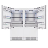 ZLINE Autograph Edition 72 in. 39.6 cu. ft. Panel Ready French Door Built-In Bottom Freezer Refrigerator with Water Dispensers and Ice Makers and Polished Gold Accents (RBITZ-72-G)