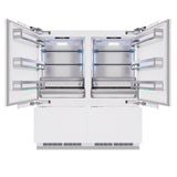 ZLINE Autograph Edition 72 in. 39.6 cu. ft. Panel Ready French Door Built-In Bottom Freezer Refrigerator with Water Dispensers and Ice Makers and Polished Gold Accents (RBITZ-72-G)