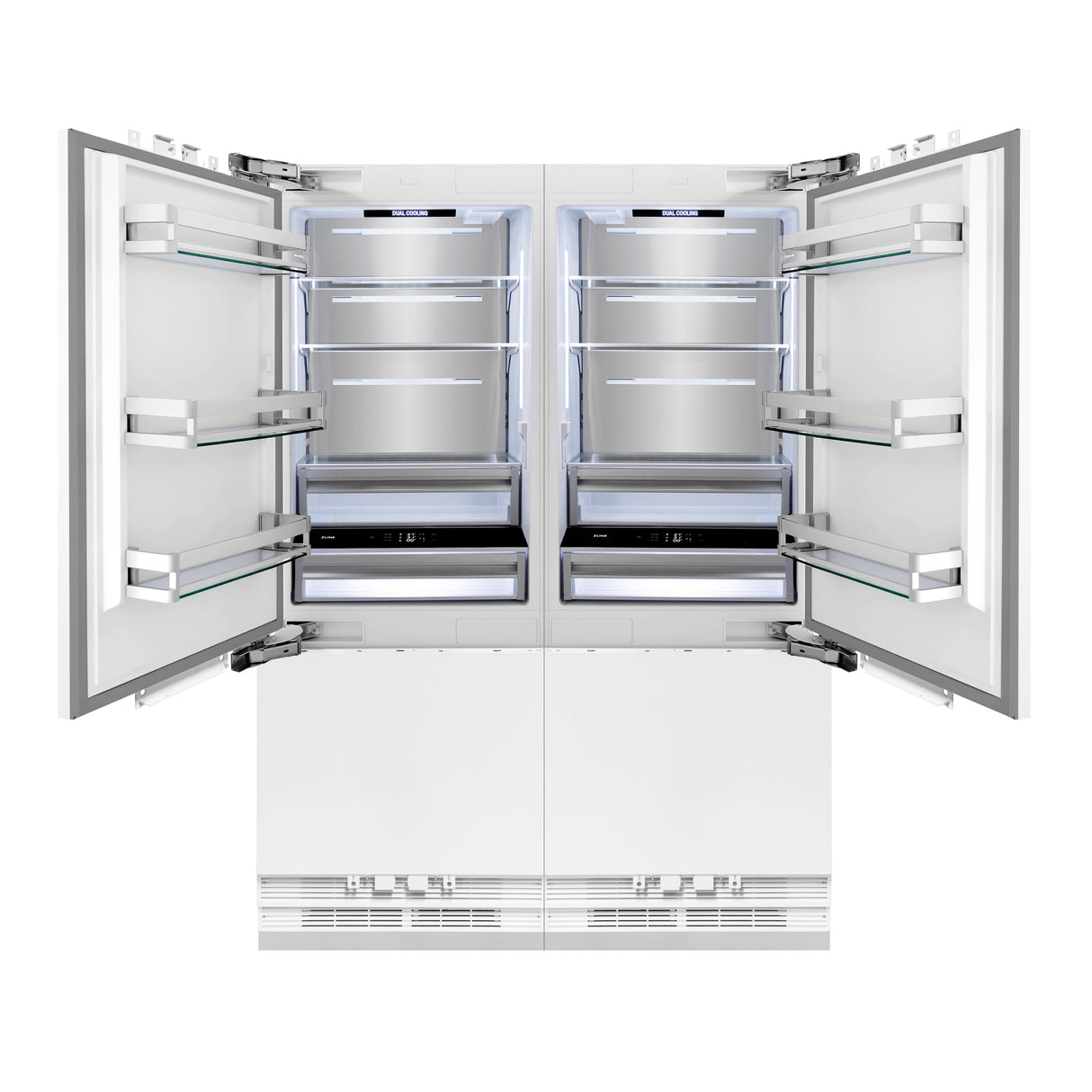 ZLINE 60 in. 32.2 cu. ft. Panel Ready French Door Built-In Bottom Freezer Refrigerator with Water Dispensers and Ice Makers (RBIV-60)