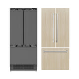 ZLINE 36 in. 19.6 cu. ft. Panel Ready French Door Built-In Bottom Freezer Refrigerator with Water Dispenser and Ice Maker with Stainless Steel Interior (SRBIV-36)