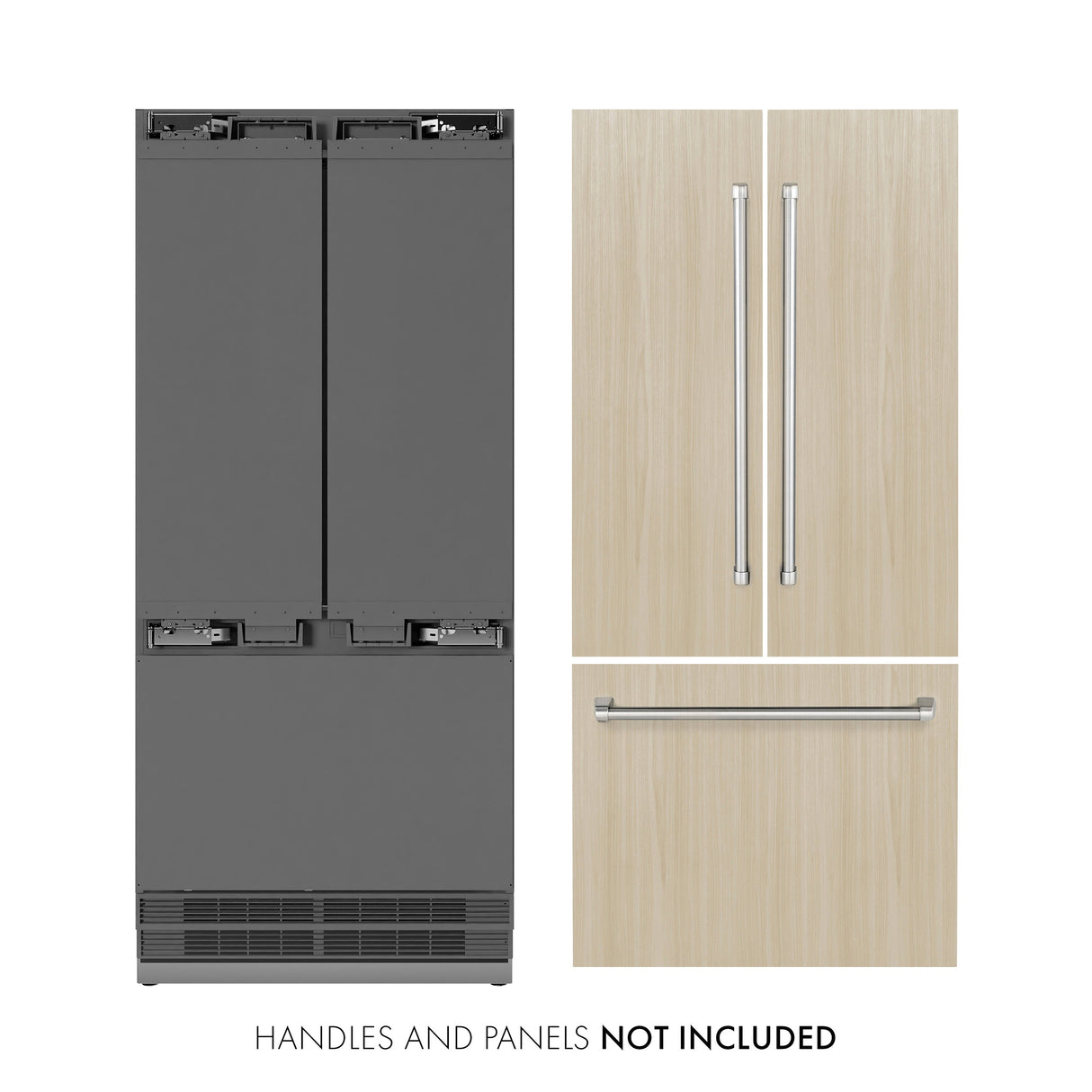 ZLINE 36 in. 19.6 cu. ft. Panel Ready French Door Built-In Bottom Freezer Refrigerator with Water Dispenser and Ice Maker with Stainless Steel Interior (SRBIV-36)