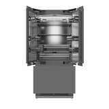 ZLINE Autograph Edition 36 in. 19.6 cu. ft. Panel Ready French Door Built-In Bottom Freezer Refrigerator with Water Dispenser and Ice Maker with Stainless Steel Interior and Champagne Bronze Accents (SRBIVZ-36-CB)