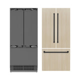 ZLINE Autograph Edition 36 in. 19.6 cu. ft. Panel Ready French Door Built-In Bottom Freezer Refrigerator with Water Dispenser and Ice Maker with Stainless Steel Interior and Matte Black Accents (SRBIVZ-36-MB)