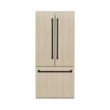 ZLINE Autograph Edition 36 in. 19.6 cu. ft. Panel Ready French Door Built-In Bottom Freezer Refrigerator with Water Dispenser and Ice Maker with Stainless Steel Interior and Matte Black Accents (SRBIVZ-36-MB)