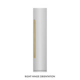ZLINE Autograph Edition 18 in. 8.6 cu. ft. Right Hinge Column Freezer in Stainless Steel with Graphite Gray Interior and Champagne Bronze Accents (RCFVRZ-30418-CB)