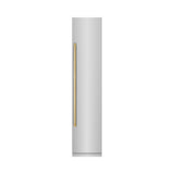 ZLINE Autograph Edition 18 in. 8.6 cu. ft. Right Hinge Column Freezer in Stainless Steel with Graphite Gray Interior and Polished Gold Accents (RCFVRZ-30418-G)