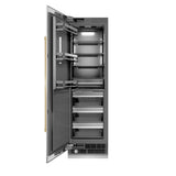ZLINE Autograph Edition 24 in. 12.4 cu. ft. Column Freezer in Stainless Steel with Graphite Gray Interior and Champagne Bronze Accents (RCFVZ-304-24-CB)