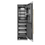 ZLINE Autograph Edition 24 in. 12.5 cu. ft. Column Refrigerator in Stainless Steel with Graphite Gray Interior and Champagne Bronze Accents (RCRVZ-30424-CB)