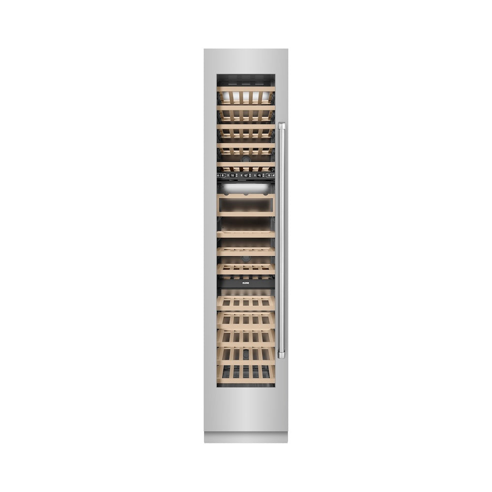ZLINE 18 in. 9.0 cu. ft. Triple Zone 68 Bottle Left Hinge Column Wine Cooler in Stainless Steel (RCWVL-304-18)