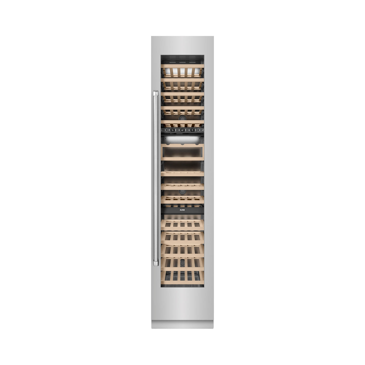 ZLINE 18 in. 9.0 cu. ft. Triple Zone 68 Bottle Right Hinge Column Wine Cooler in Stainless Steel (RCWVR-304-18)
