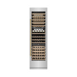 ZLINE Autograph Edition 24 in. 12.4 cu. ft. Triple Zone 100 Bottle Column Wine Cooler in Stainless Steel and Champagne Bronze Accents (RCWVZ-304-24-CB)