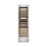 ZLINE Autograph Edition 24 in. 12.4 cu. ft. Triple Zone 100 Bottle Column Wine Cooler in Stainless Steel and Champagne Bronze Accents (RCWVZ-304-24-CB)
