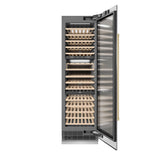 ZLINE Autograph Edition 24 in. 12.4 cu. ft. Triple Zone 100 Bottle Column Wine Cooler in Stainless Steel and Champagne Bronze Accents (RCWVZ-304-24-CB)
