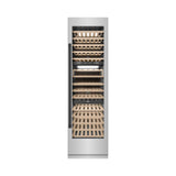 ZLINE Autograph Edition 24 in. 12.4 cu. ft. Triple Zone 100 Bottle Column Wine Cooler in Stainless Steel and Matte Black Accents (RCWVZ-304-24-MB)