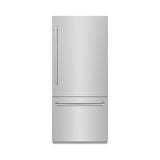 ZLINE 36 in. 19.8 cu. ft. Built-In Bottom Freezer Refrigerator with Water Dispenser and Ice Maker in Stainless Steel with Graphite Gray Interior (GRBIT-304-36)